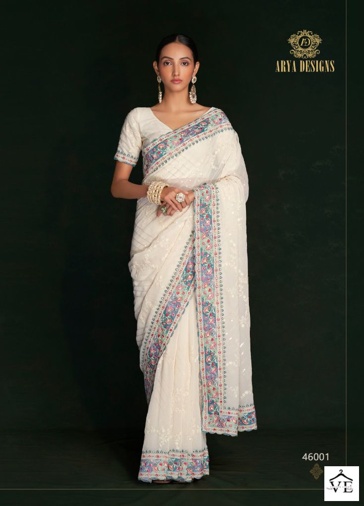 Arya Swarna Vol 5 Georgette Wholesale Designer Saree Catalog — Wholesale Sarees, MPA wholesale from Surat - Gallery Image 8