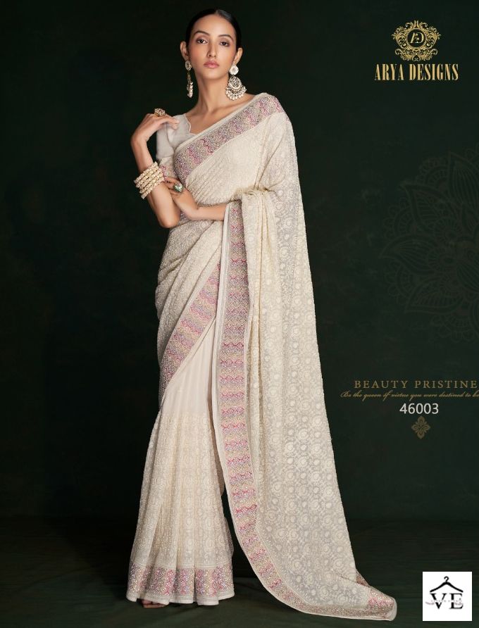 Arya Swarna Vol 5 Georgette Wholesale Designer Saree Catalog — Wholesale Sarees, MPA wholesale from Surat — view 1