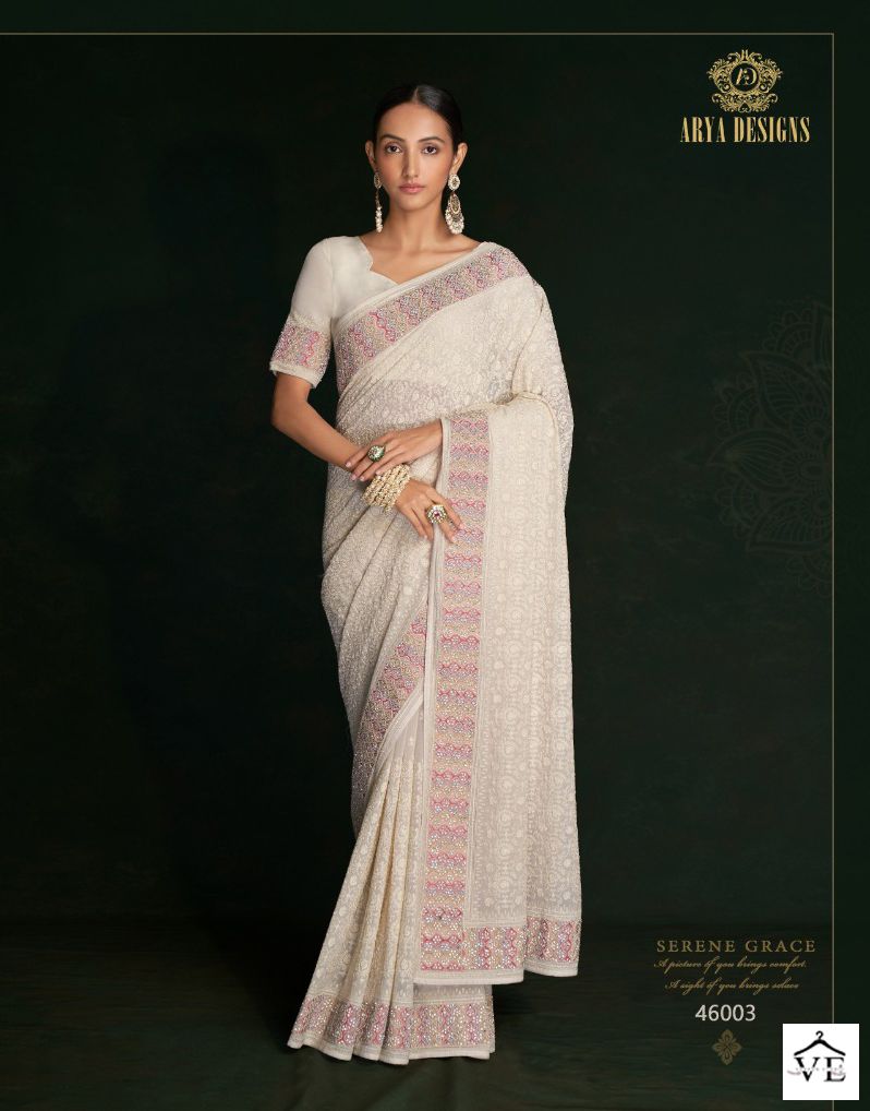 Arya Swarna Vol 5 Georgette Wholesale Designer Saree Catalog — Wholesale Sarees, MPA wholesale from Surat - Gallery Image 3