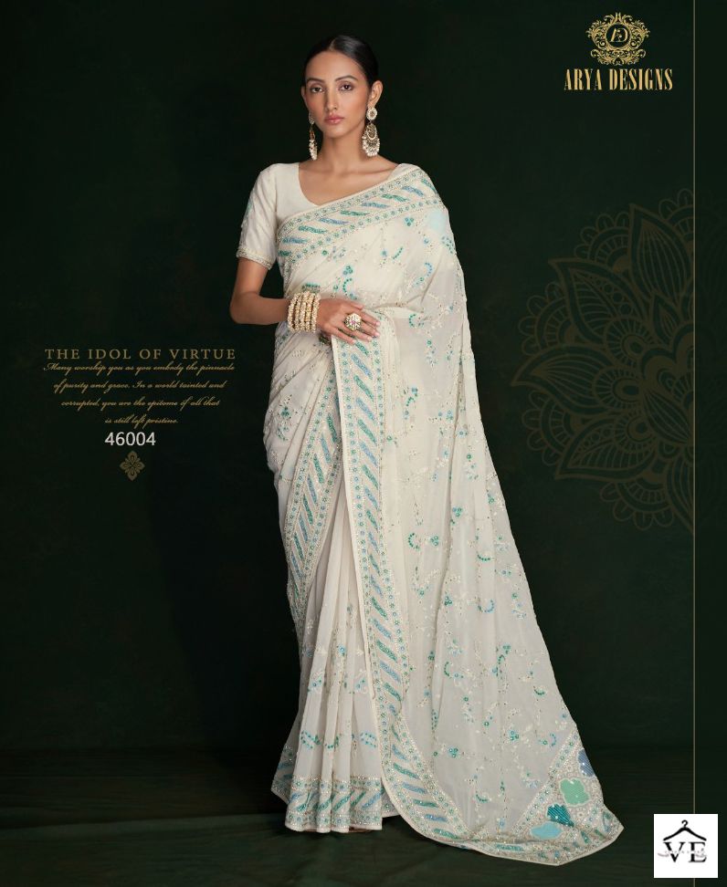 Arya Swarna Vol 5 Georgette Wholesale Designer Saree Catalog — Wholesale Sarees, MPA wholesale from Surat - Gallery Image 5