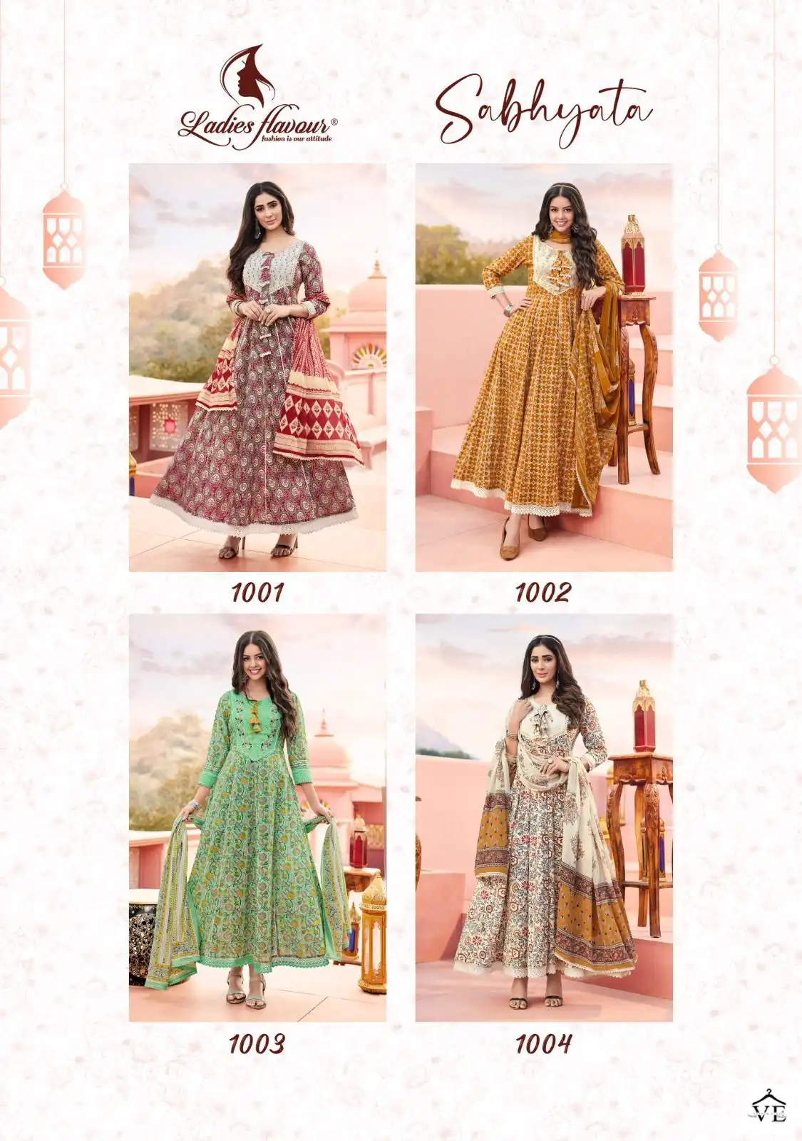 Ladies Flavour Sabhyata Pure Cotton Wholesale Gown With Dupatta Catalog — Wholesale Salwar Suits, MPA wholesale from Surat — view 5