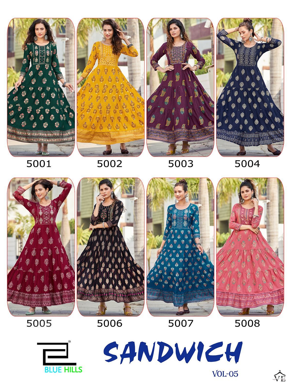 Blue Hills Sandwich Vol 5 Rayon Slub Wholesale Long Gown Catalog — Wholesale Kurtis, MPA wholesale from Surat — view 8