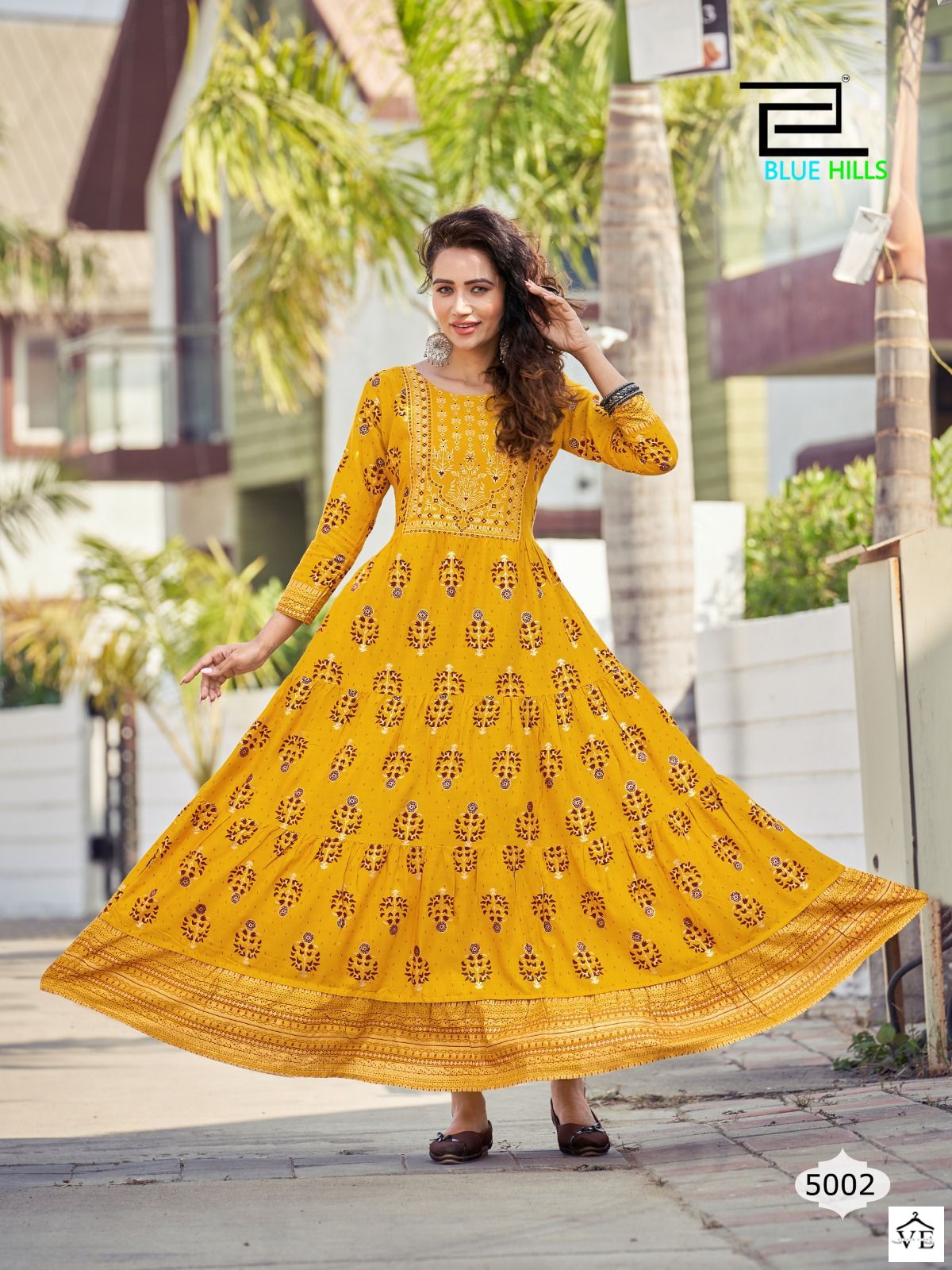Blue Hills Sandwich Vol 5 Rayon Slub Wholesale Long Gown Catalog — Wholesale Kurtis, MPA wholesale from Surat - Gallery Image 7