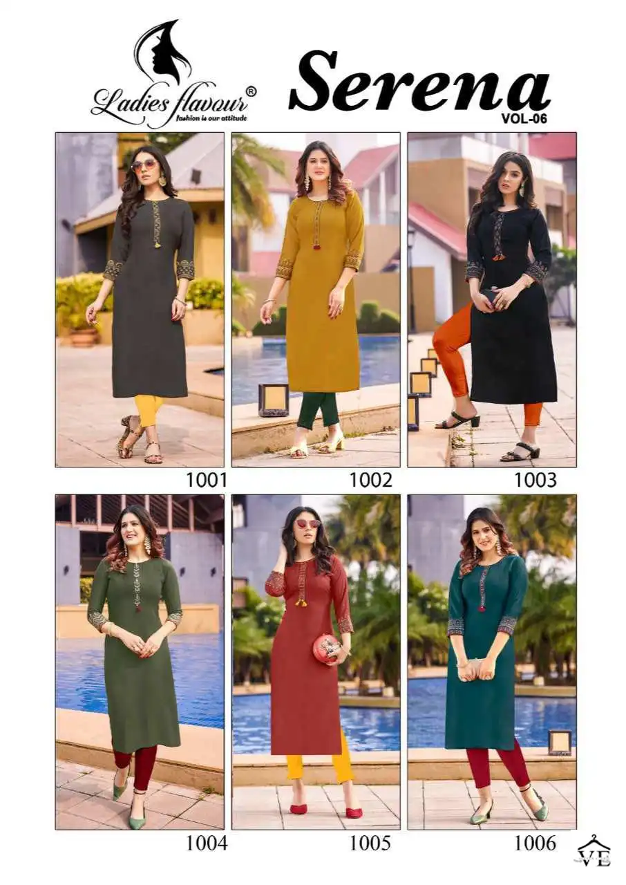Ladies Flavour Serena Vol 6 14 Kg Rayon Wholesale Kurtis Catalog — Wholesale Kurtis, MPA wholesale from Surat — view 7