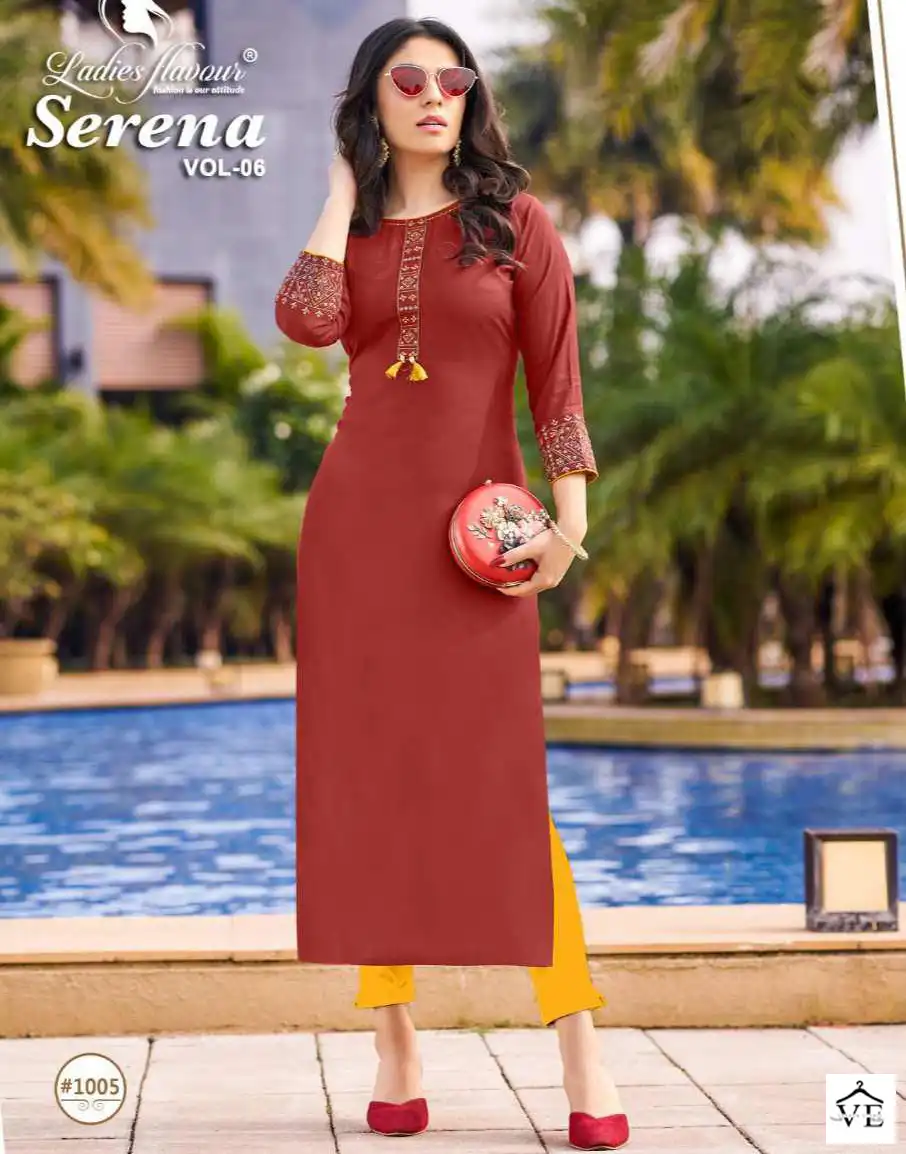 Ladies Flavour Serena Vol 6 14 Kg Rayon Wholesale Kurtis Catalog — Wholesale Kurtis, MPA wholesale from Surat - Gallery Image 6
