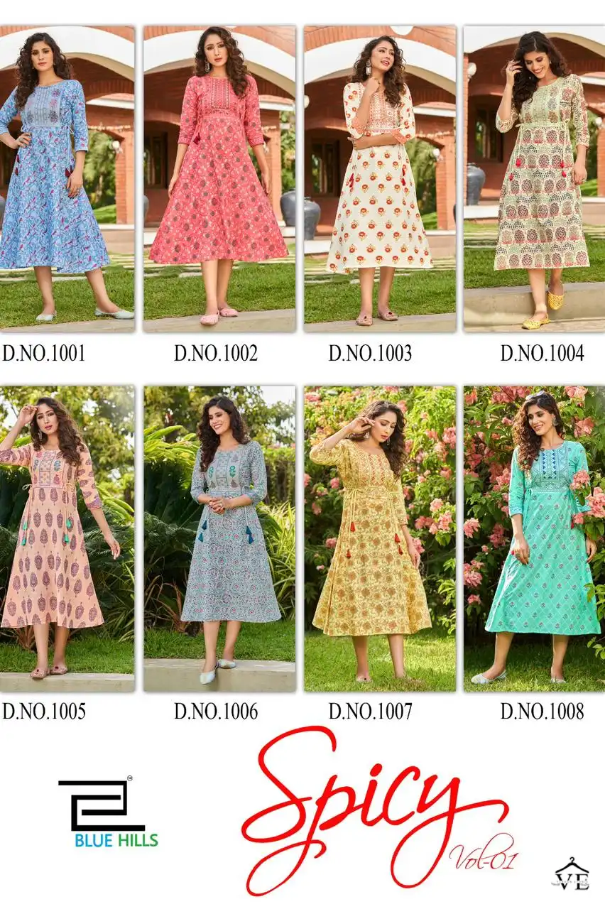 Blue Hills Spicy Vol 1 Cotton Wholesale Kurtis Catalog — Wholesale Kurtis, MPA wholesale from Surat — view 8