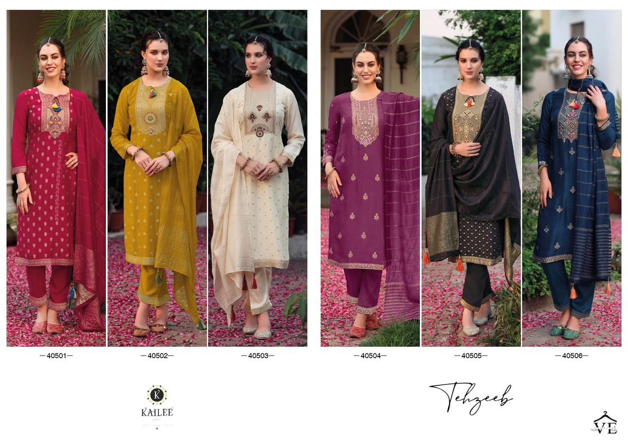 Kailee Fashion Tehzeeb Pure Viscouse Muslin Wholesale Readymade Salwar Suit Catalog — Wholesale Salwar Suits, MPA wholesale from Surat — view 7