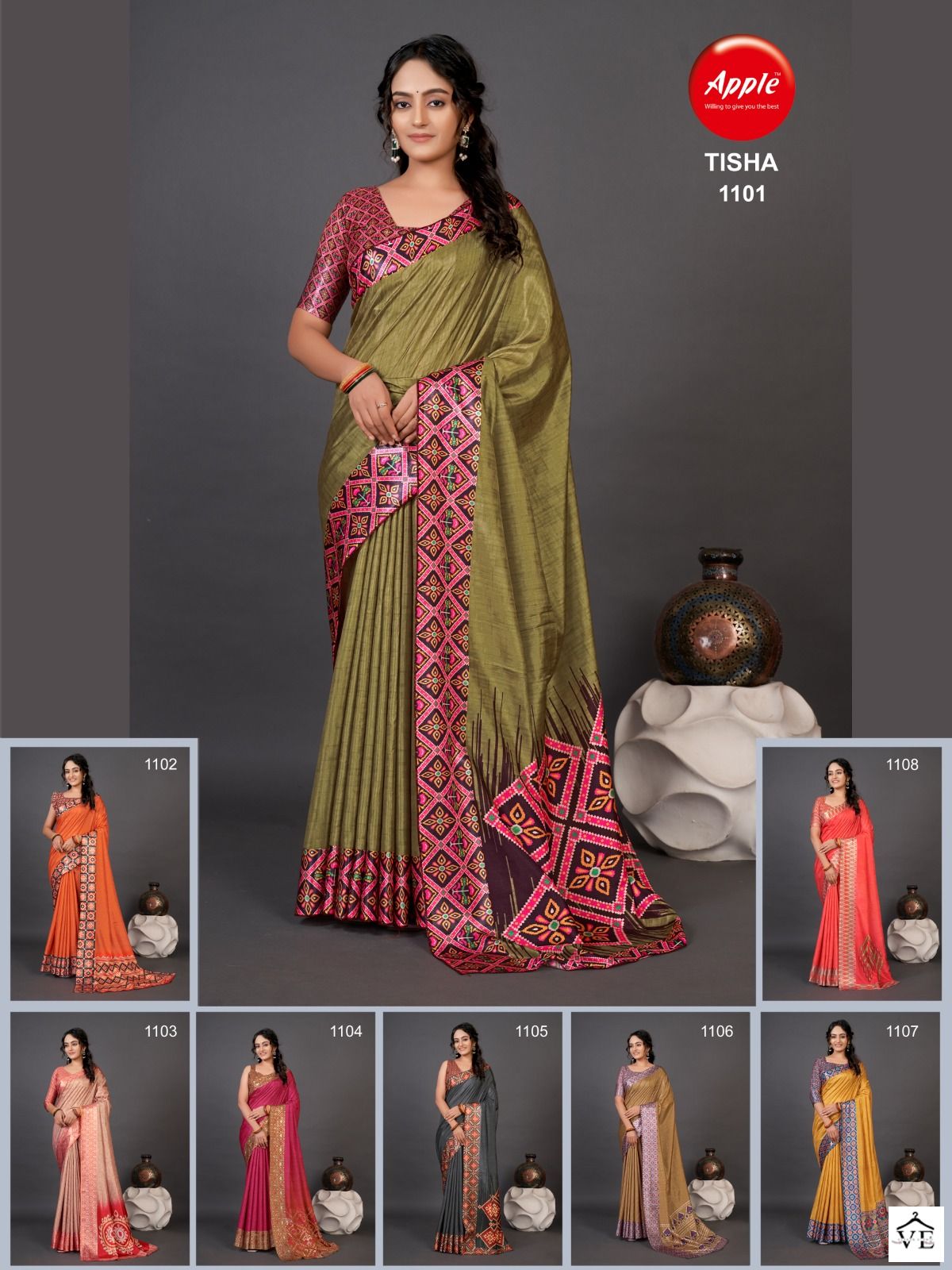 Apple Tisha Vol 11 Dola Wholesale Sarees Catalog — Wholesale Sarees, MPA wholesale from Surat - Gallery Image 2