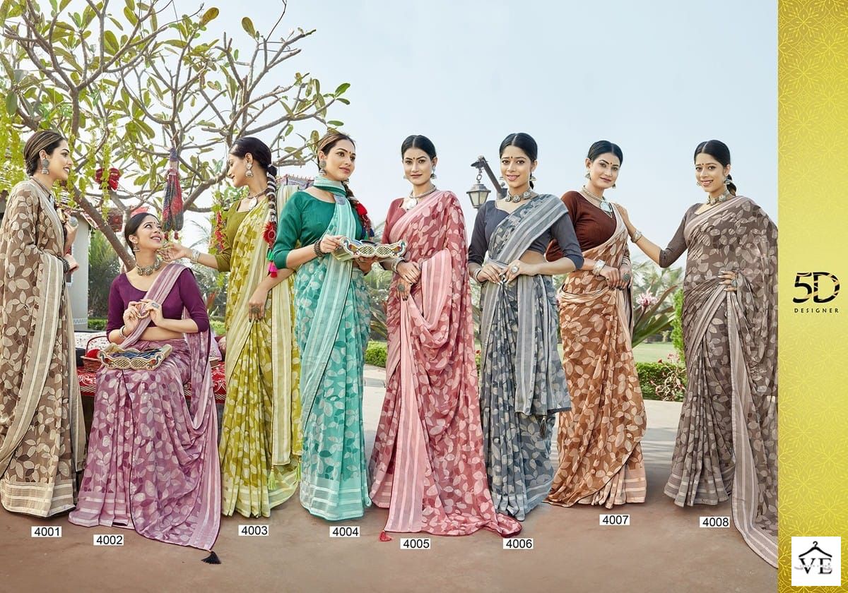 5D Designer Tripti Chiffon Wholesale Sarees Catalog — Wholesale Sarees, MPA wholesale from Surat — view 9