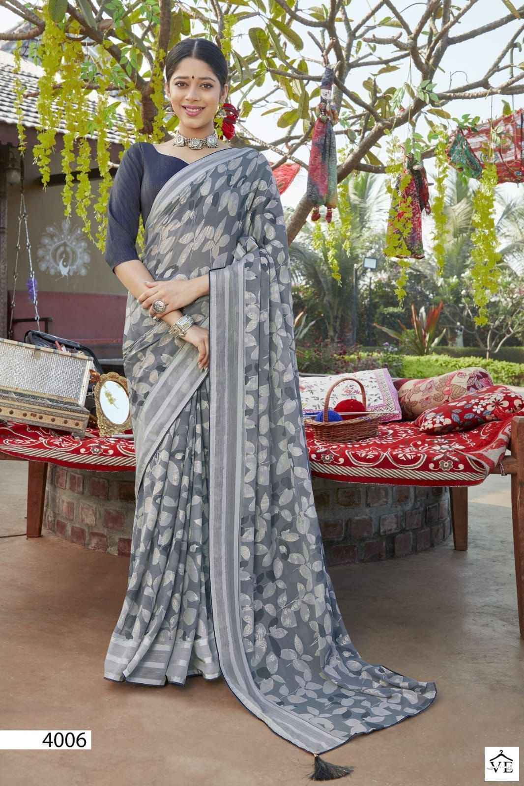 5D Designer Tripti Chiffon Wholesale Sarees Catalog — Wholesale Sarees, MPA wholesale from Surat - Gallery Image 5