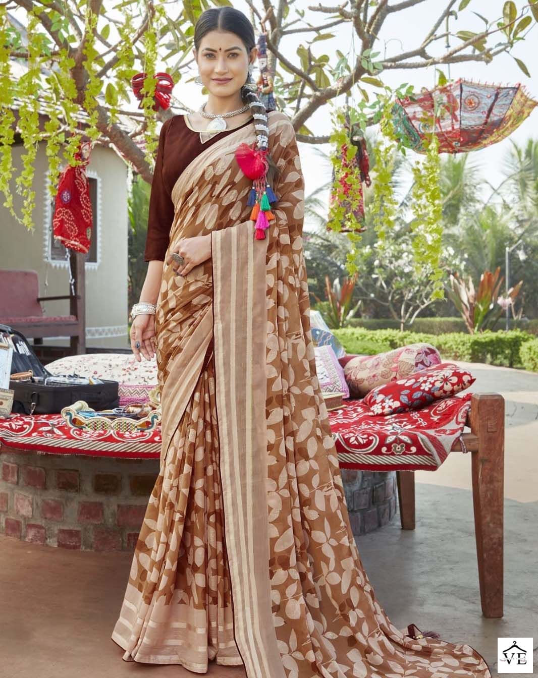 5D Designer Tripti Chiffon Wholesale Sarees Catalog — Wholesale Sarees, MPA wholesale from Surat — view 1