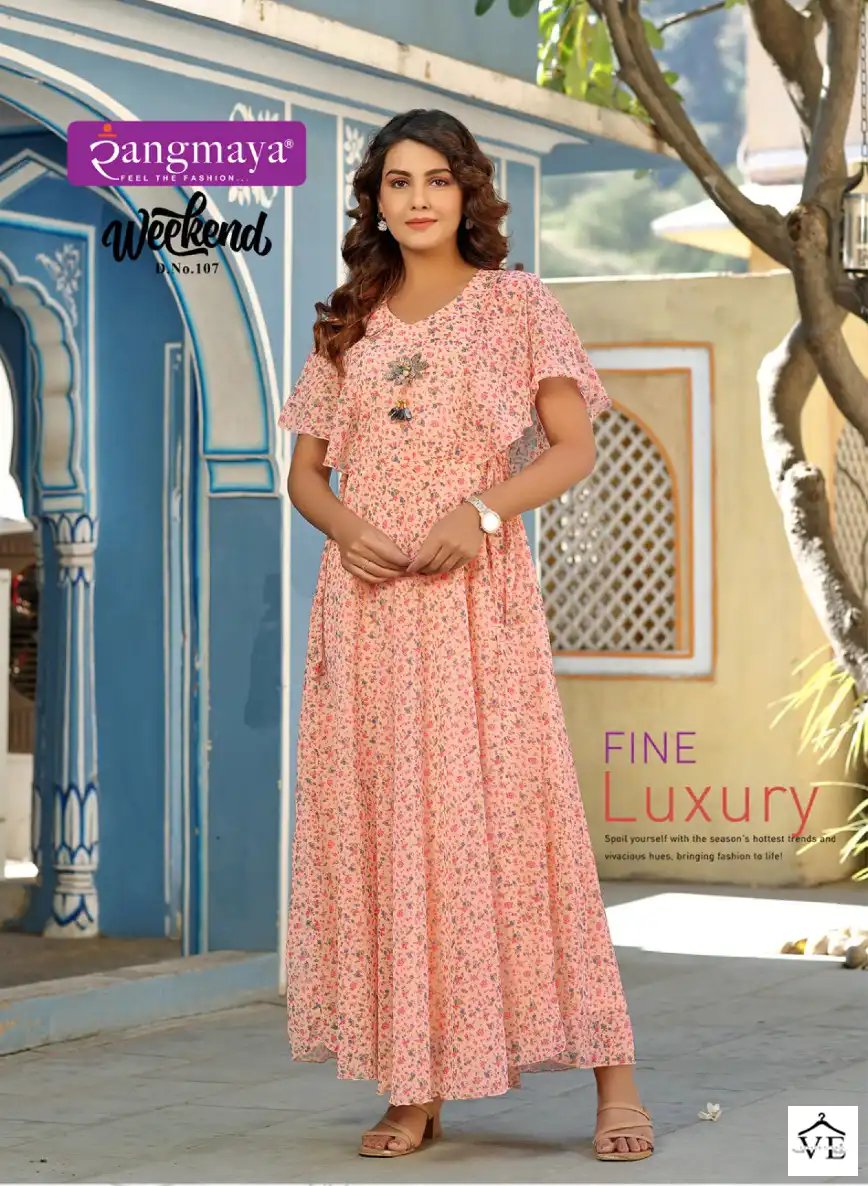 Vardan Ethnic Weekend Chiffon Wholesale Long Kurtis Catalog — Wholesale Kurtis, MPA wholesale from Surat — view 2