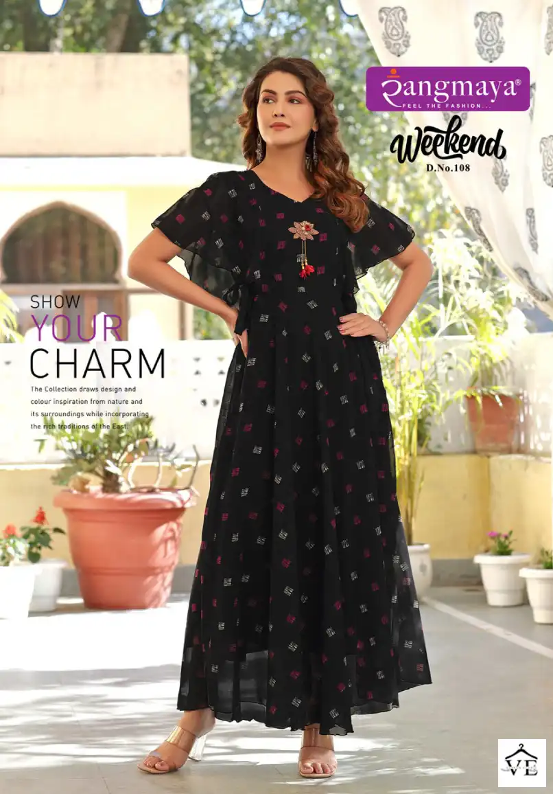 Vardan Ethnic Weekend Chiffon Wholesale Long Kurtis Catalog — Wholesale Kurtis, MPA wholesale from Surat — view 8