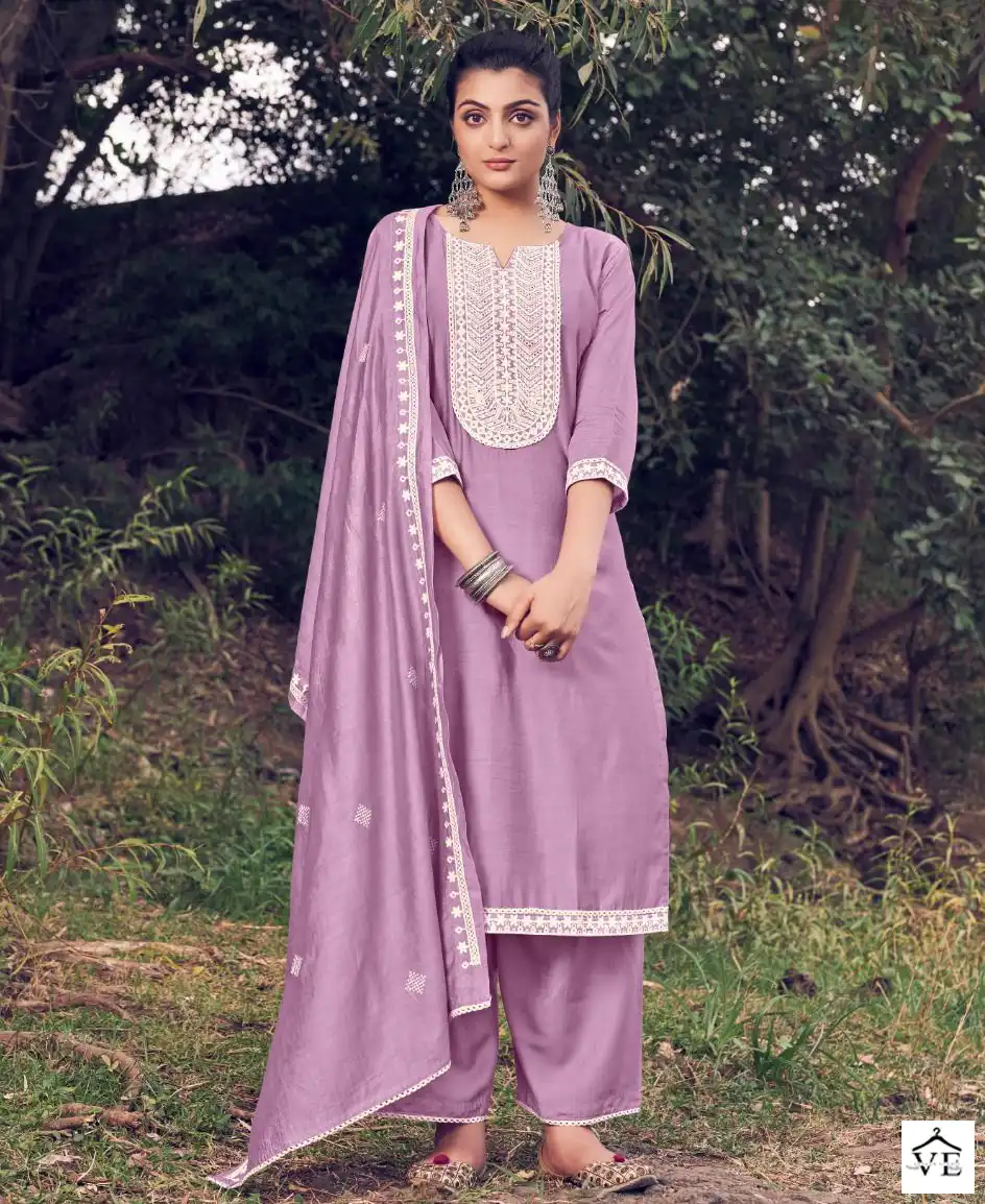Vitara White Londo Viscose Chanderi Wholesale Readymade Salwar Suit Catalog — Wholesale Salwar Suits, MPA wholesale from Surat — view 1