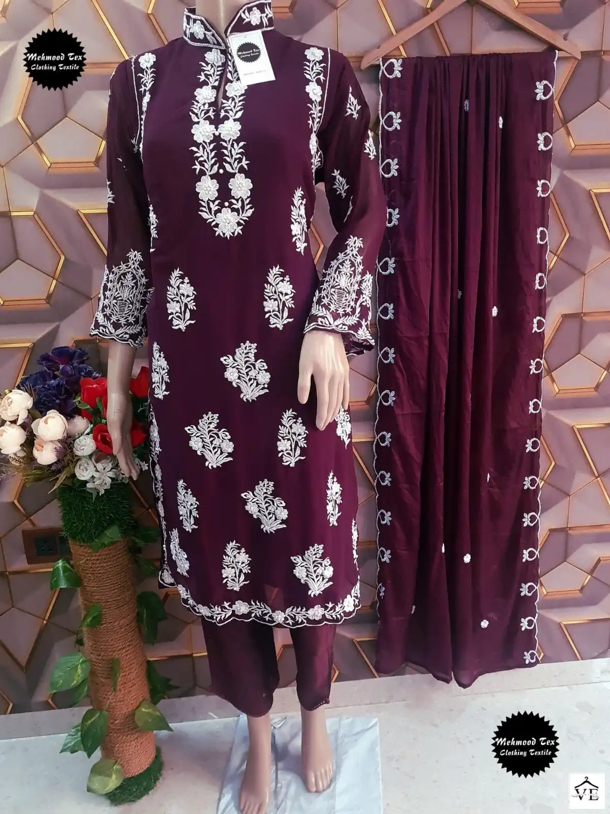 Mehmood Tex Luxury Pret Heavy Faux Georgette Wholesale Readymade Pakistani Suit Catalog — Wholesale Salwar Suits, MPA wholesale from Surat - Gallery Image 5