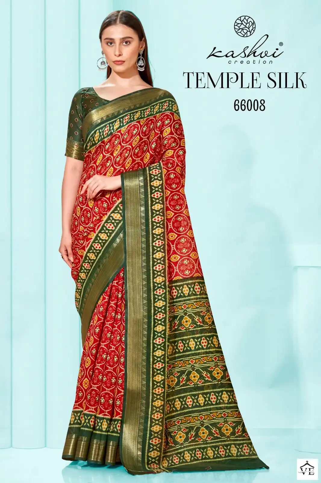 Kashvi Creation Temple Silk Cotton Silk Wholesale Sarees Catalog — Wholesale Sarees, Kashvi Creation wholesale from Surat - Gallery Image 2