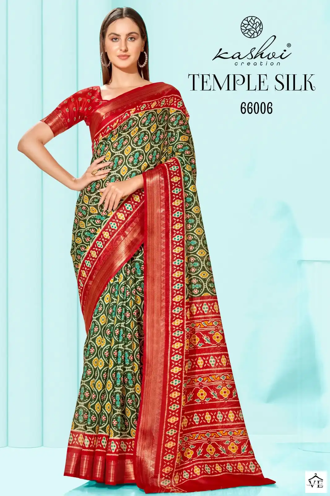 Kashvi Creation Temple Silk Cotton Silk Wholesale Sarees Catalog — Wholesale Sarees, Kashvi Creation wholesale from Surat - Gallery Image 3