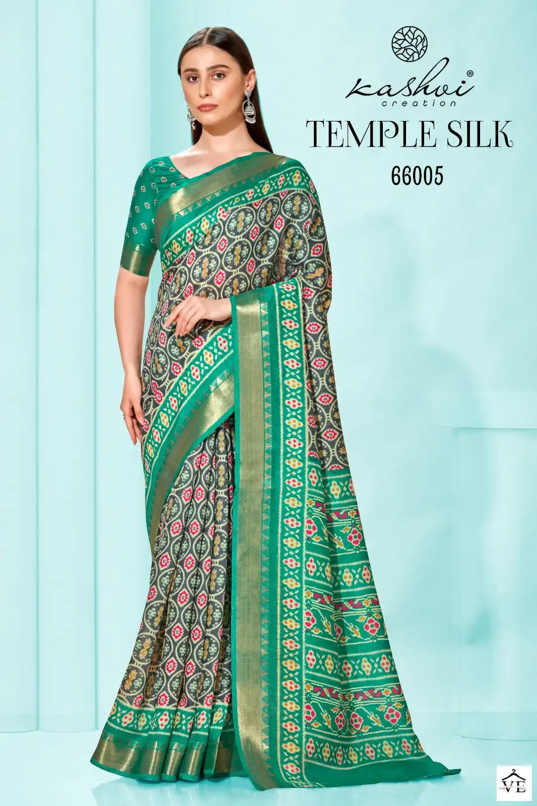 Kashvi Creation Temple Silk Cotton Silk Wholesale Sarees Catalog — Wholesale Sarees, Kashvi Creation wholesale from Surat - Gallery Image 4