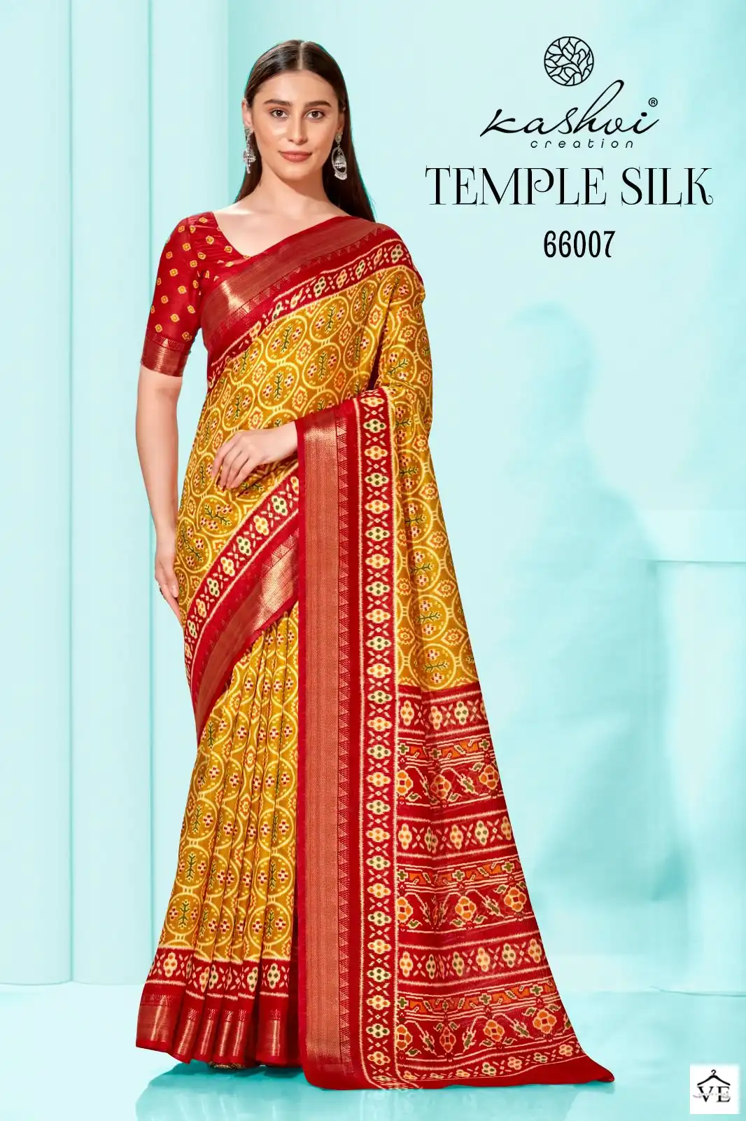 Kashvi Creation Temple Silk Cotton Silk Wholesale Sarees Catalog — Wholesale Sarees, Kashvi Creation wholesale from Surat - Gallery Image 5