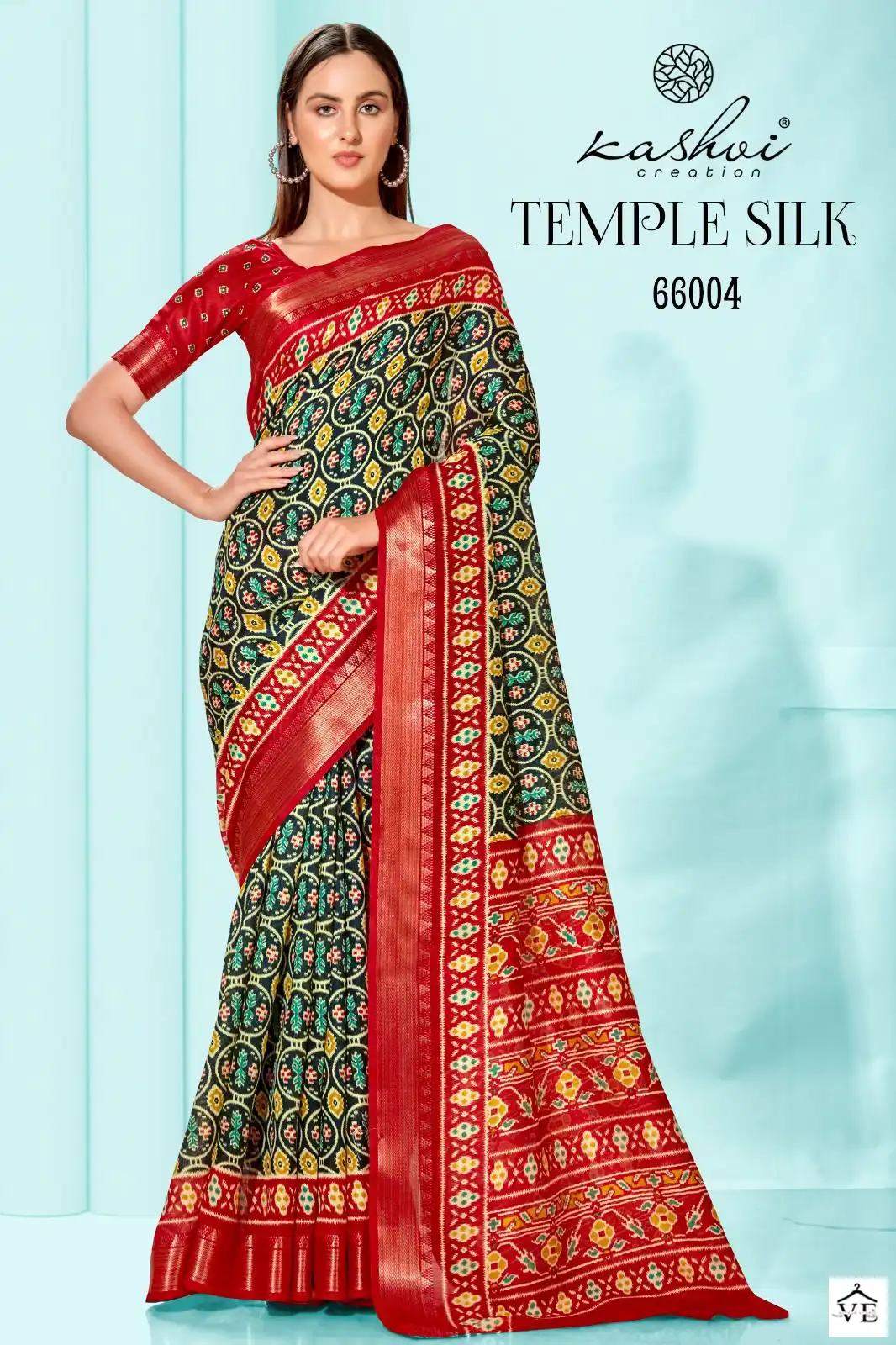 Kashvi Creation Temple Silk Cotton Silk Wholesale Sarees Catalog — Wholesale Sarees, Kashvi Creation wholesale from Surat - Gallery Image 7