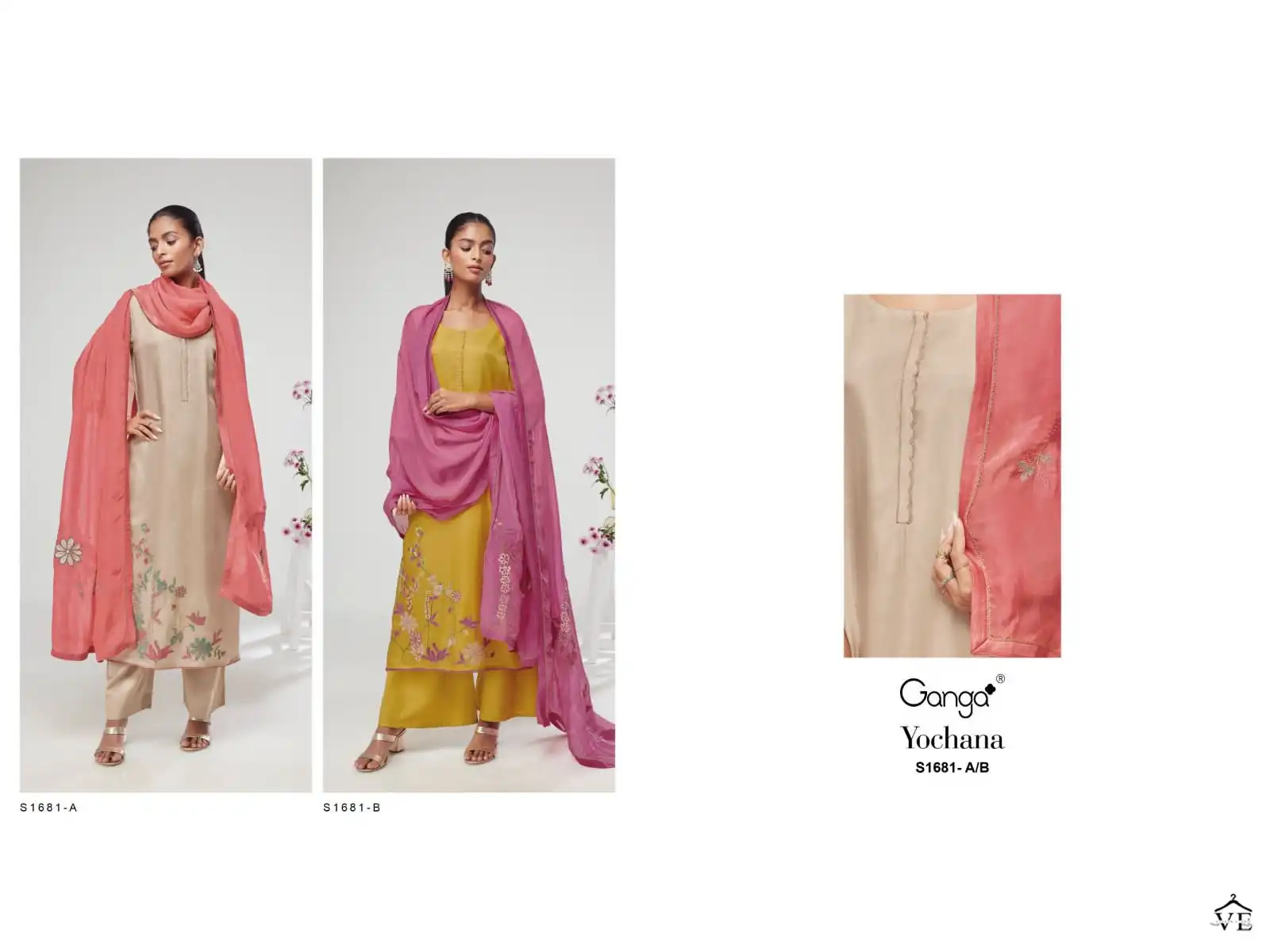 Ganga Yochana 1681 Premium Bemberg Habutai Silk Wholesale Salwar Suit Catalog — Wholesale Salwar Suits, MPA wholesale from Surat — view 3
