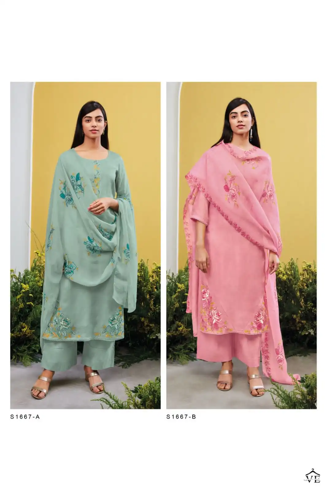 Ganga Yoshita 1667 Premium Bemberg Habutai Silk Wholesale Salwar Suit Catalog — Wholesale Salwar Suits, MPA wholesale from Surat — view 3