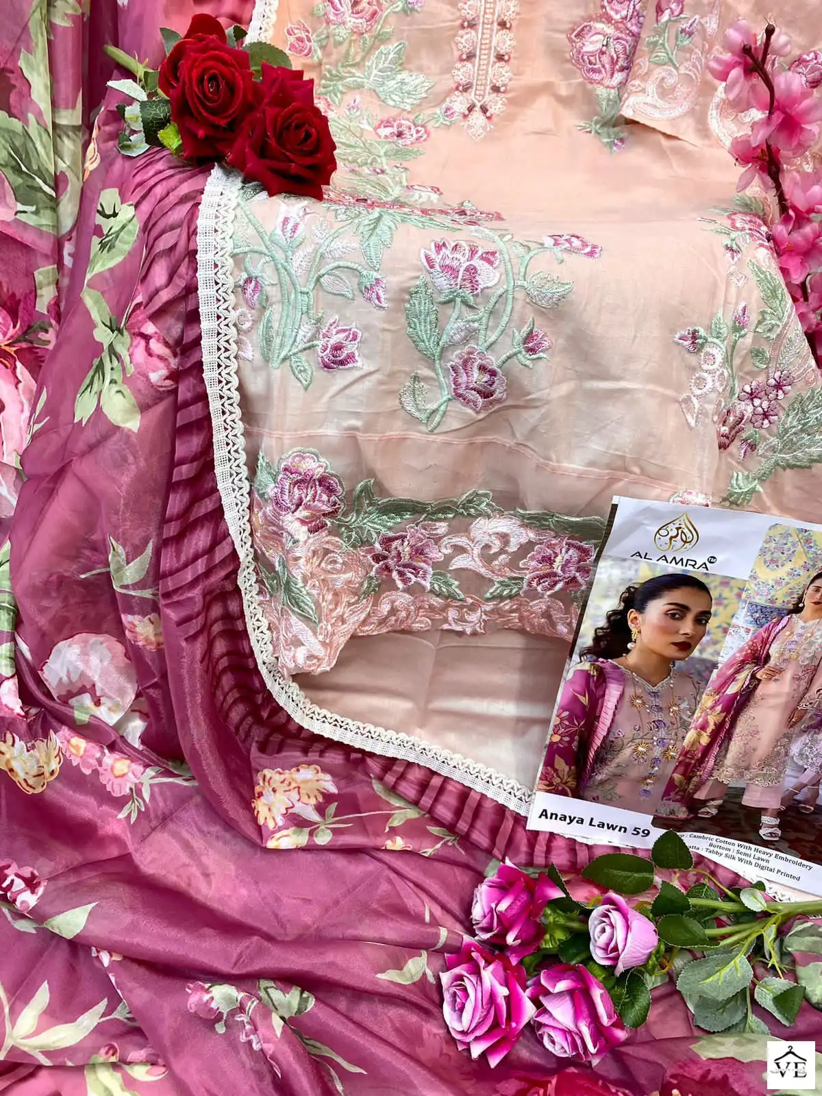 Al Amra ZF Anaya Lawn 59 Cambric Cotton Wholesale Pakistani Suit — Wholesale Salwar Suits, MPA wholesale from Surat - Gallery Image 3