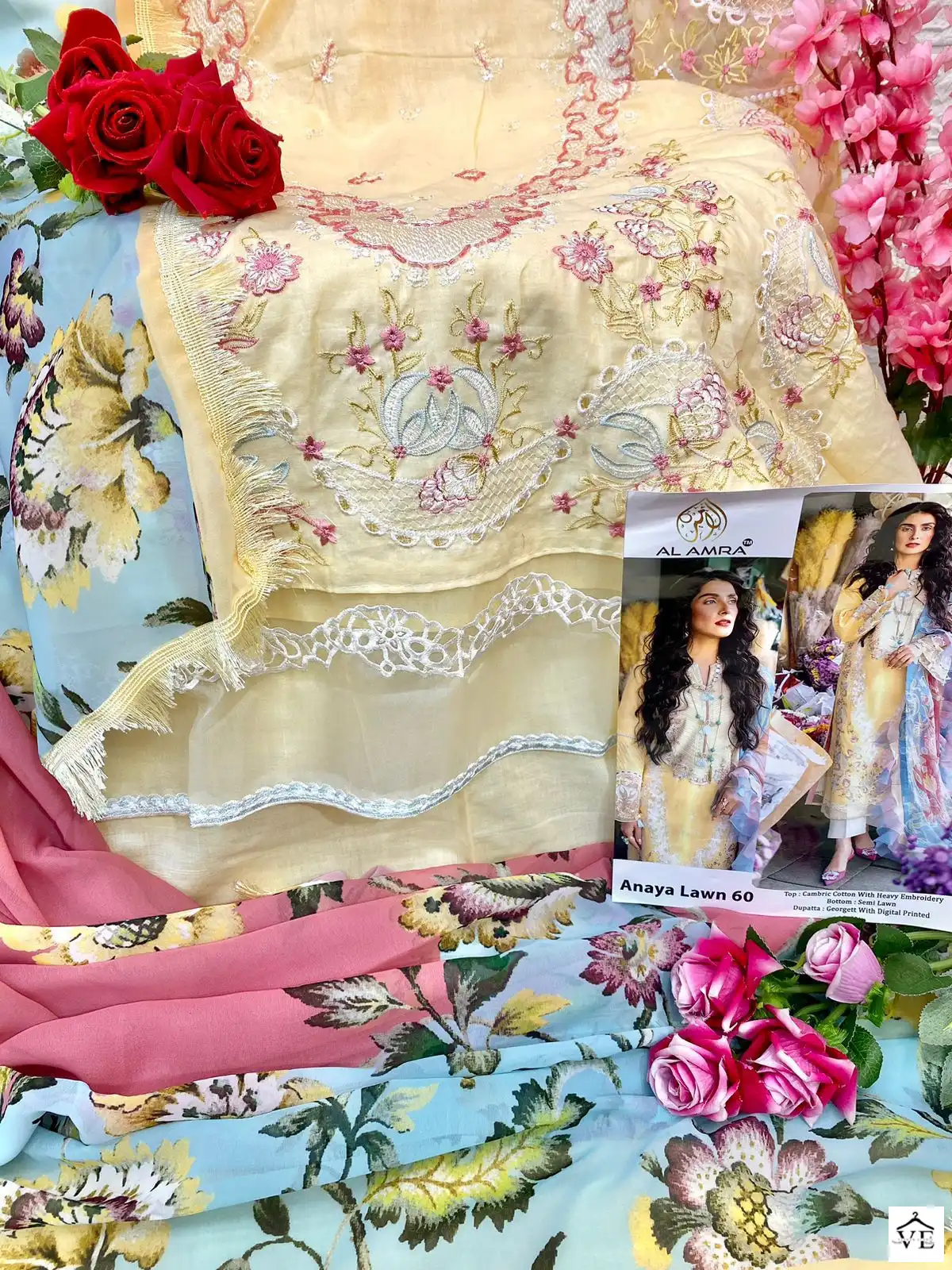 Al Amra ZF Anaya Lawn 60 Cambric Cotton Wholesale Pakistani Suit Catalog — Wholesale Salwar Suits, MPA wholesale from Surat — view 4