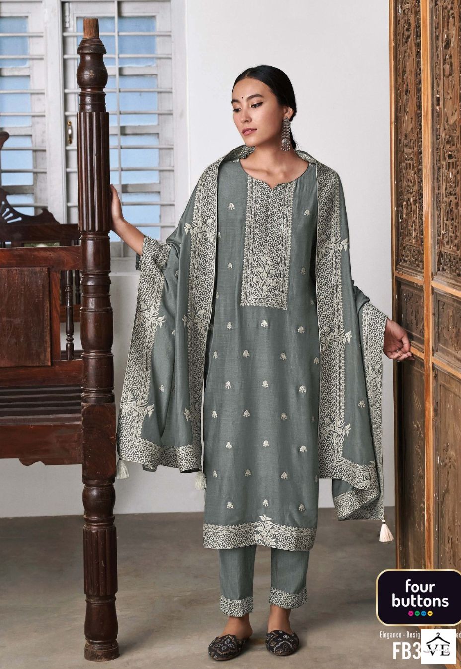 Four Buttons Zoya 2 Pure Muslin Wholesale Designer Readymade Salwar Suit Catalog — Wholesale Salwar Suits, MPA wholesale from Surat — view 4