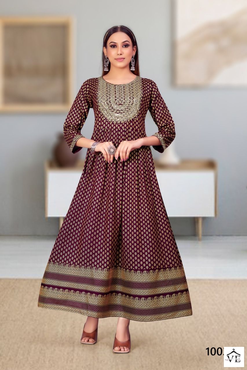 Jinesh Nx Mitali Series 1001-1008 Heavy Rayon Wholesale Long Kurtis Catalog — Wholesale Kurtis, MPA wholesale from Surat - Gallery Image 8