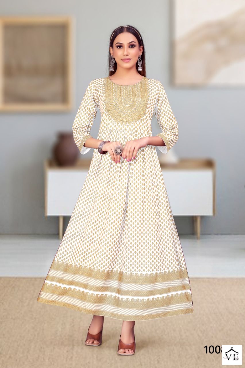 Jinesh Nx Mitali Series 1001-1008 Heavy Rayon Wholesale Long Kurtis Catalog — Wholesale Kurtis, MPA wholesale from Surat - Gallery Image 3