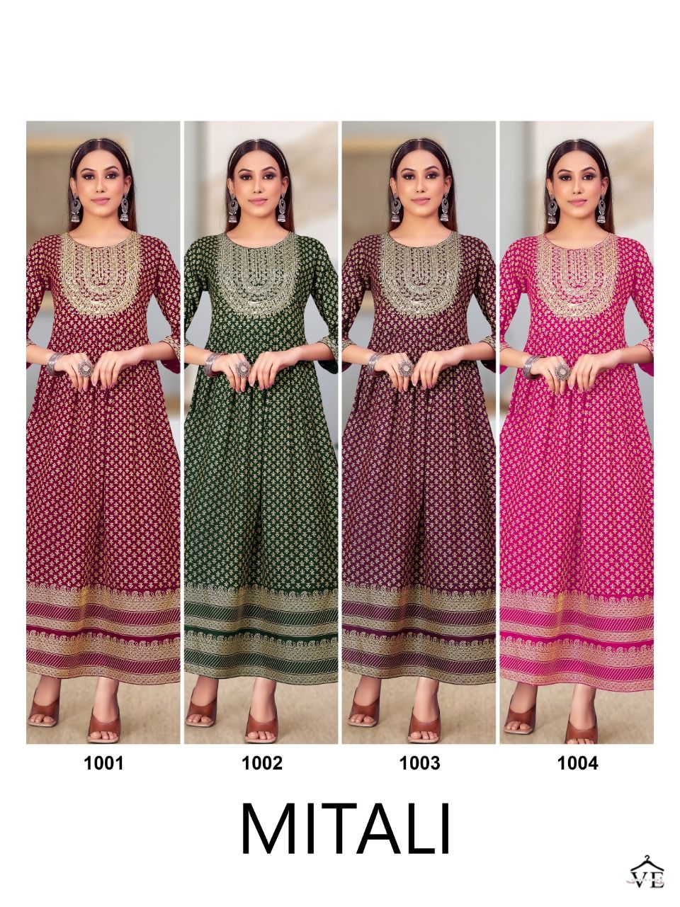 Jinesh Nx Mitali Series 1001-1008 Heavy Rayon Wholesale Long Kurtis Catalog — Wholesale Kurtis, MPA wholesale from Surat - Gallery Image 9