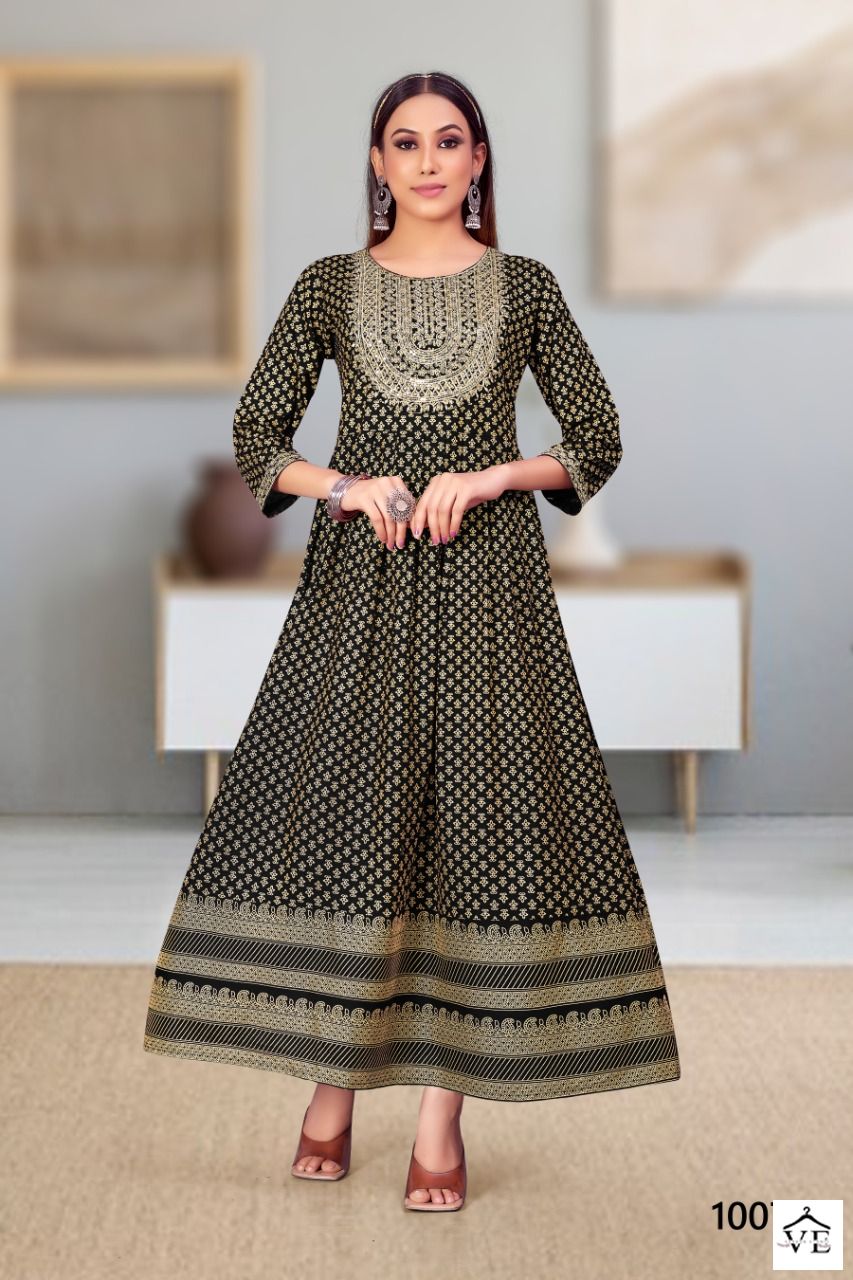 Jinesh Nx Mitali Series 1001-1008 Heavy Rayon Wholesale Long Kurtis Catalog — Wholesale Kurtis, MPA wholesale from Surat - Gallery Image 4