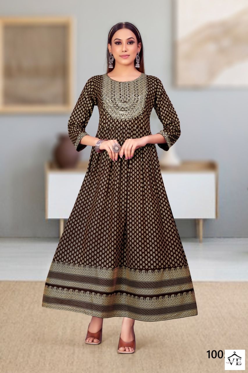 Jinesh Nx Mitali Series 1001-1008 Heavy Rayon Wholesale Long Kurtis Catalog — Wholesale Kurtis, MPA wholesale from Surat - Gallery Image 5