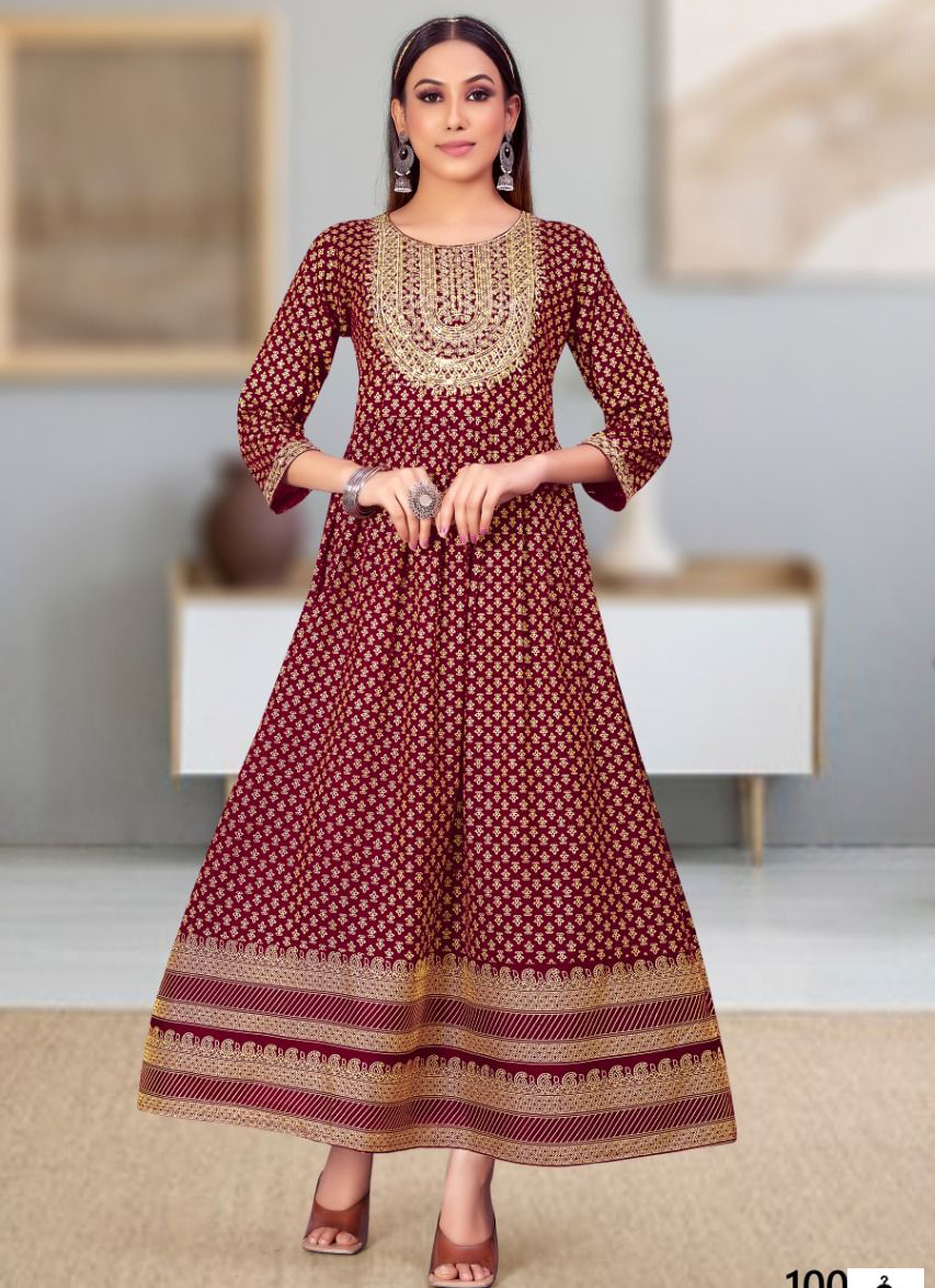 Jinesh Nx Mitali Series 1001-1008 Heavy Rayon Wholesale Long Kurtis Catalog — Wholesale Kurtis, MPA wholesale from Surat — view 1