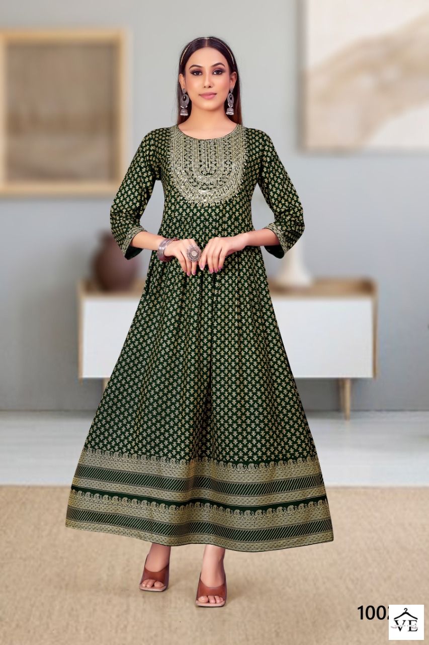 Jinesh Nx Mitali Series 1001-1008 Heavy Rayon Wholesale Long Kurtis Catalog — Wholesale Kurtis, MPA wholesale from Surat - Gallery Image 6