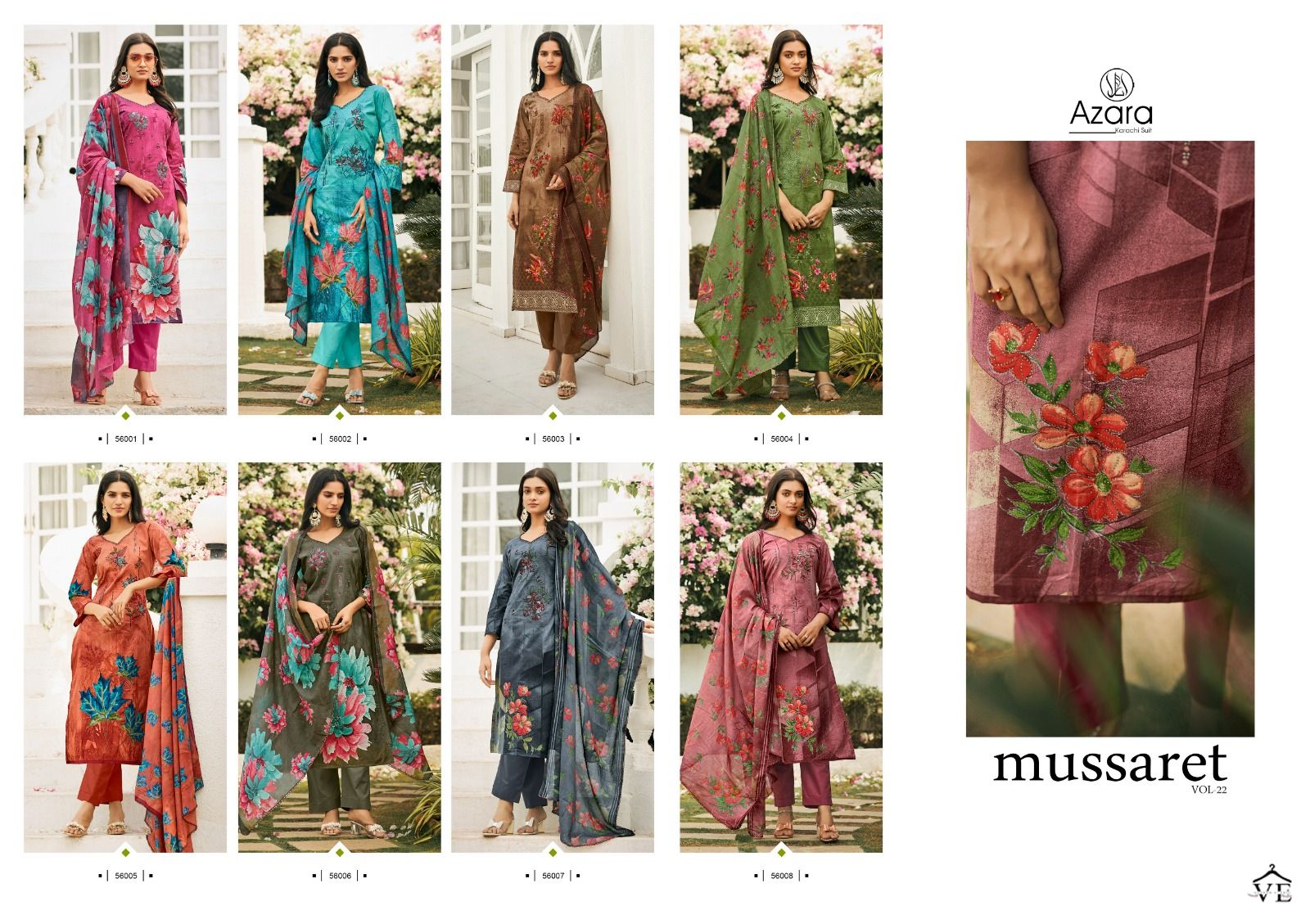 Azara Mussaret Vol 22 Pure Camric Cotton Wholesale Salwar Suit Catalog — Wholesale Salwar Suits, MPA wholesale from Surat — view 9