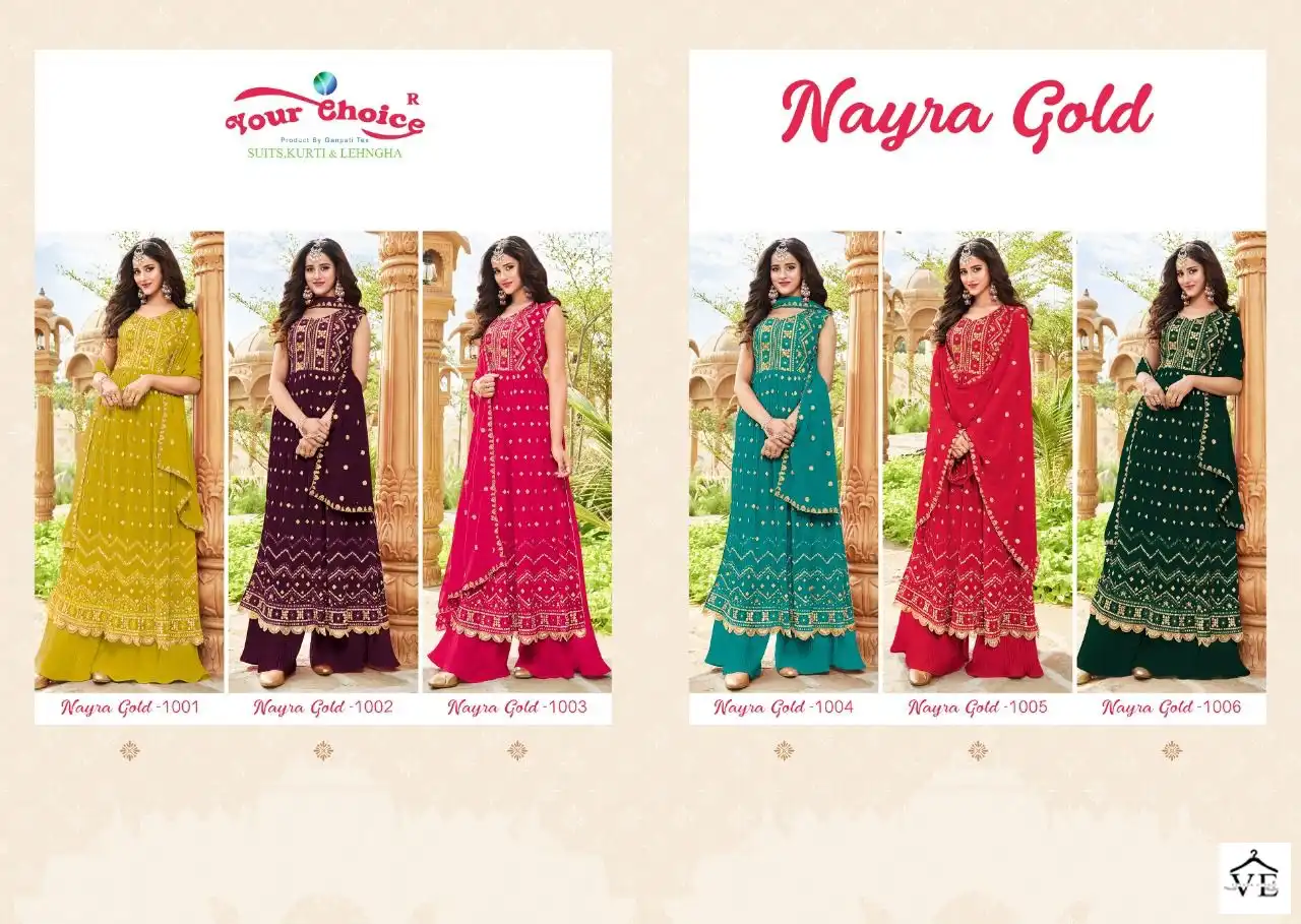 Your Choice Nayra Gold Blooming Georgette Wholesale Readymade Designer Salwar Suit Catalog — Wholesale Salwar Suits, MPA wholesale from Surat — view 7