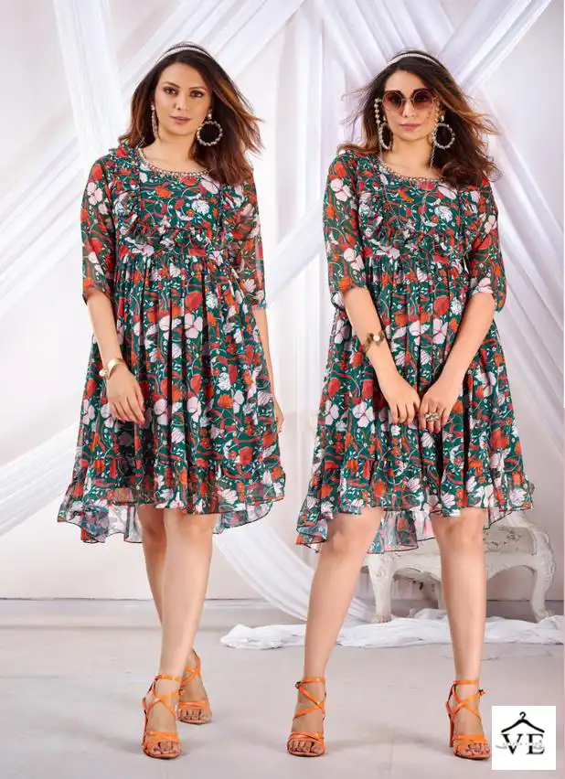 Poonam Designer Wild Flower Soft Georgette Wholesale Tunics Catalog — Wholesale Kurtis, MPA wholesale from Surat - Gallery Image 3