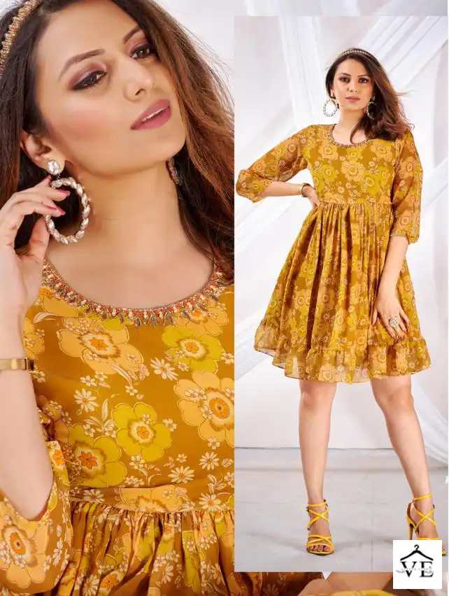 Poonam Designer Wild Flower Soft Georgette Wholesale Tunics Catalog — Wholesale Kurtis, MPA wholesale from Surat - Gallery Image 4