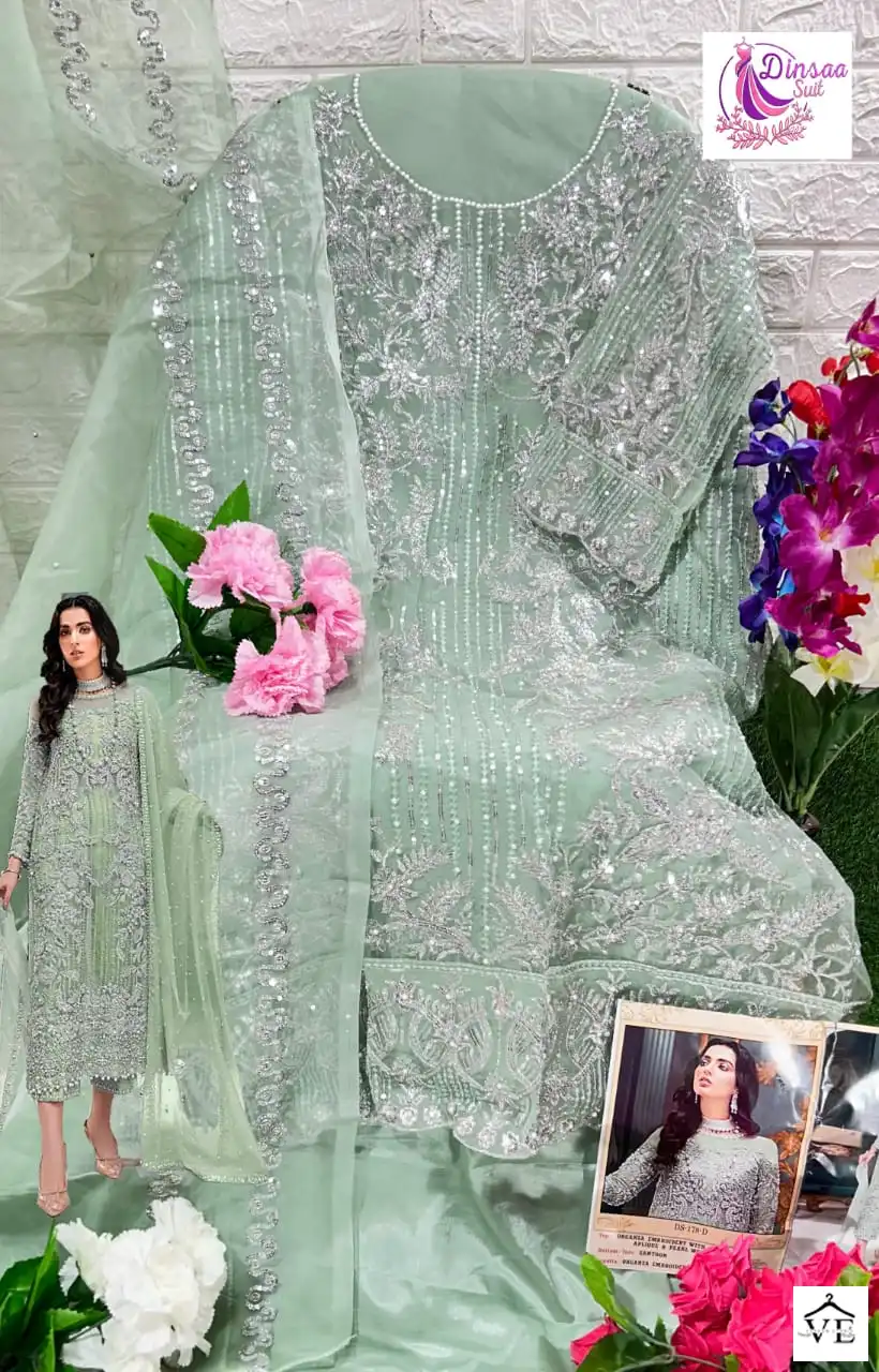 Dinsaa 178 Organza Wholesale Pakistani Salwar Suit Catalog — Wholesale Salwar Suits, MPA wholesale from Surat - Gallery Image 7