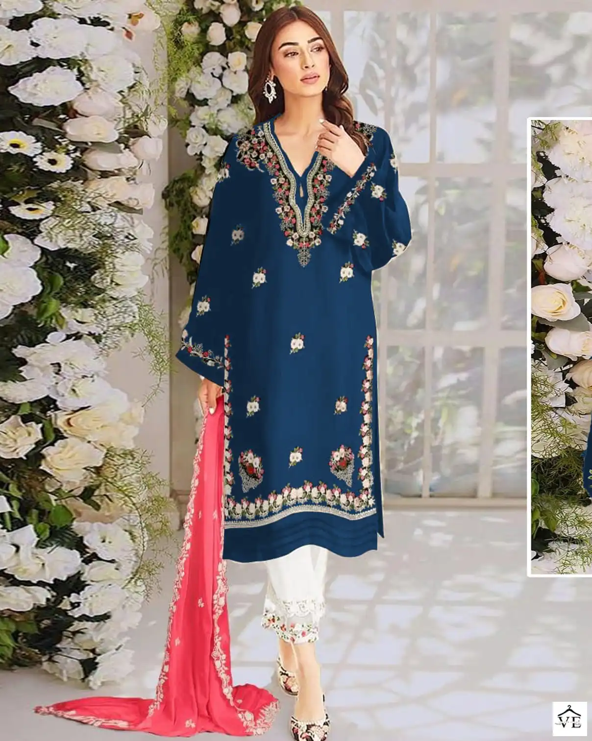 Dinsaa 194 Faux Georgette Wholesale Pakistani Readymade Salwar Suit Catalog — Wholesale Salwar Suits, MPA wholesale from Surat — view 1