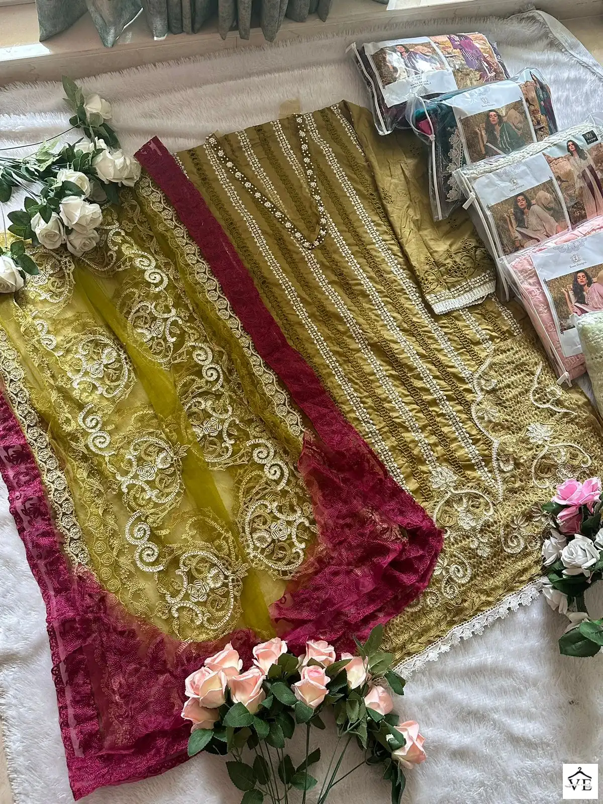 Ziaaz 320 Semi Stitched Colours Cambric Cotton Wholesale Pakistani Salwar Suit Catalog — Wholesale Salwar Suits, MPA wholesale from Surat - Gallery Image 9