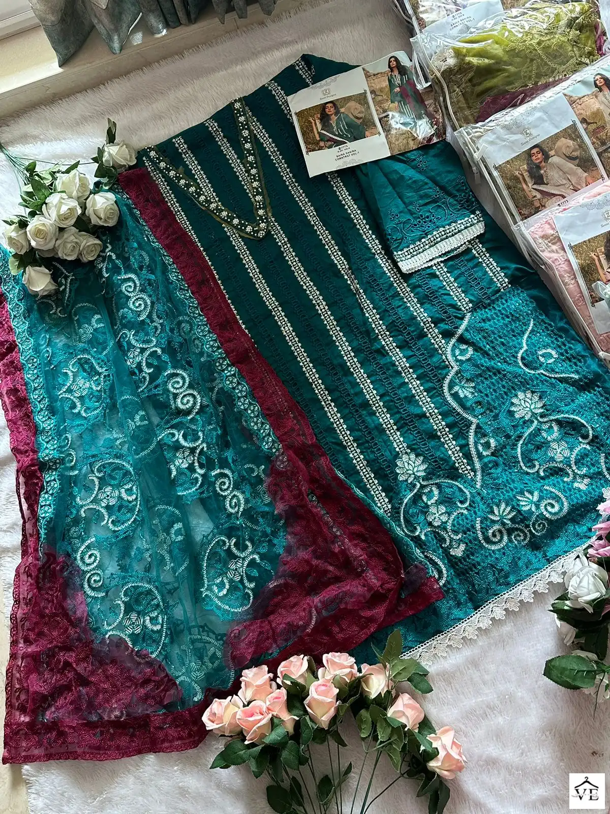 Ziaaz 320 Semi Stitched Colours Cambric Cotton Wholesale Pakistani Salwar Suit Catalog — Wholesale Salwar Suits, MPA wholesale from Surat - Gallery Image 11