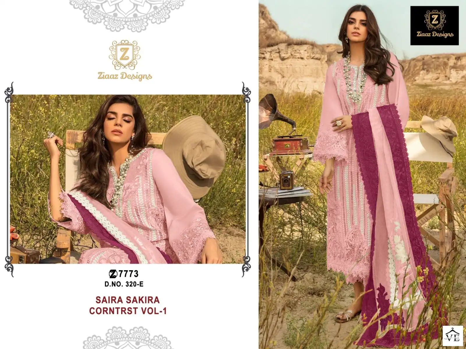 Ziaaz 320 Semi Stitched Colours Cambric Cotton Wholesale Pakistani Salwar Suit Catalog — Wholesale Salwar Suits, MPA wholesale from Surat - Gallery Image 3