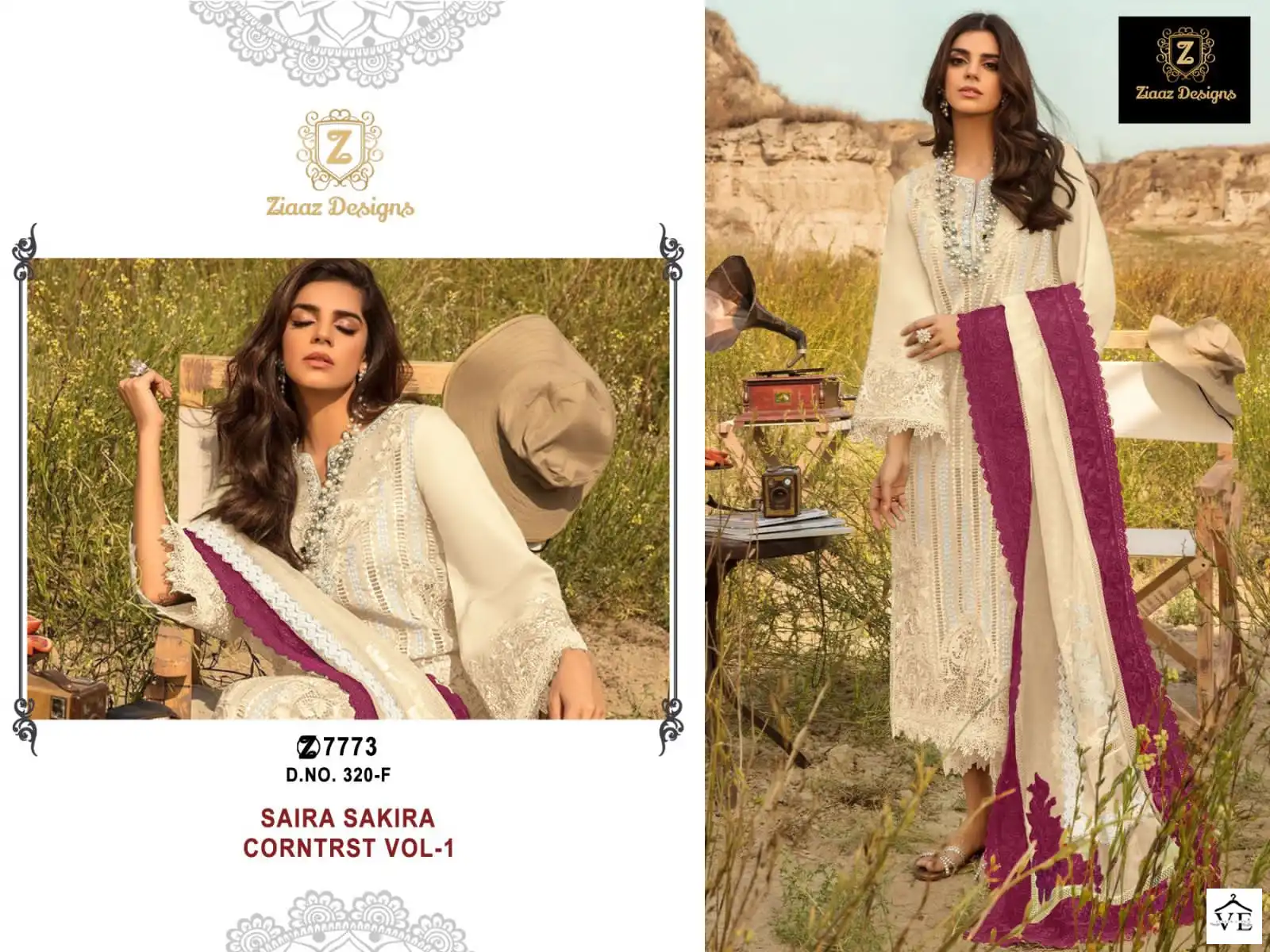 Ziaaz 320 Semi Stitched Colours Cambric Cotton Wholesale Pakistani Salwar Suit Catalog — Wholesale Salwar Suits, MPA wholesale from Surat - Gallery Image 4