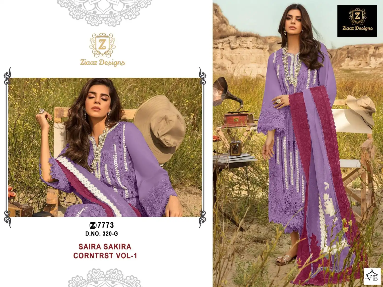 Ziaaz 320 Semi Stitched Colours Cambric Cotton Wholesale Pakistani Salwar Suit Catalog — Wholesale Salwar Suits, MPA wholesale from Surat - Gallery Image 5