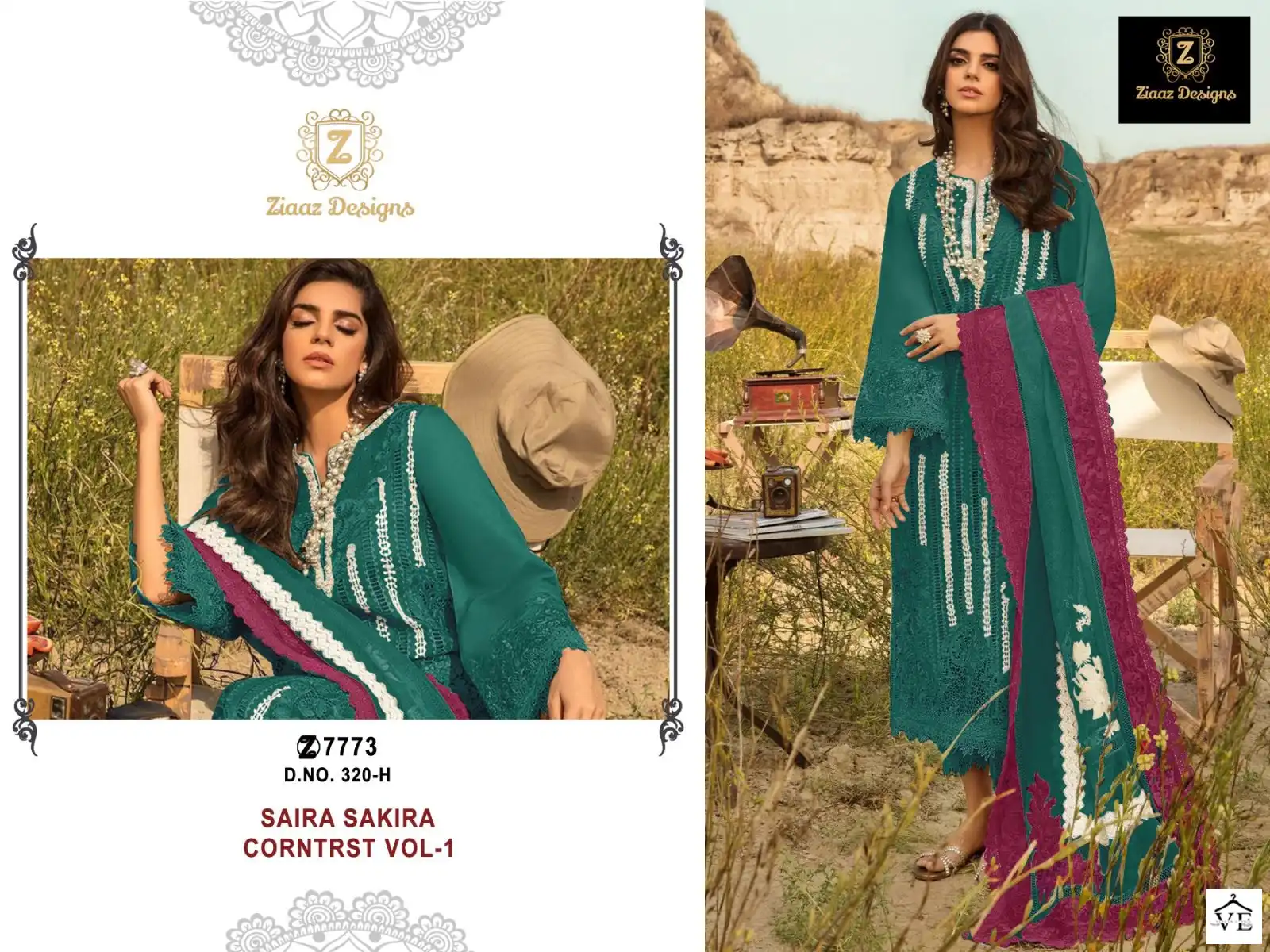 Ziaaz 320 Semi Stitched Colours Cambric Cotton Wholesale Pakistani Salwar Suit Catalog — Wholesale Salwar Suits, MPA wholesale from Surat - Gallery Image 6