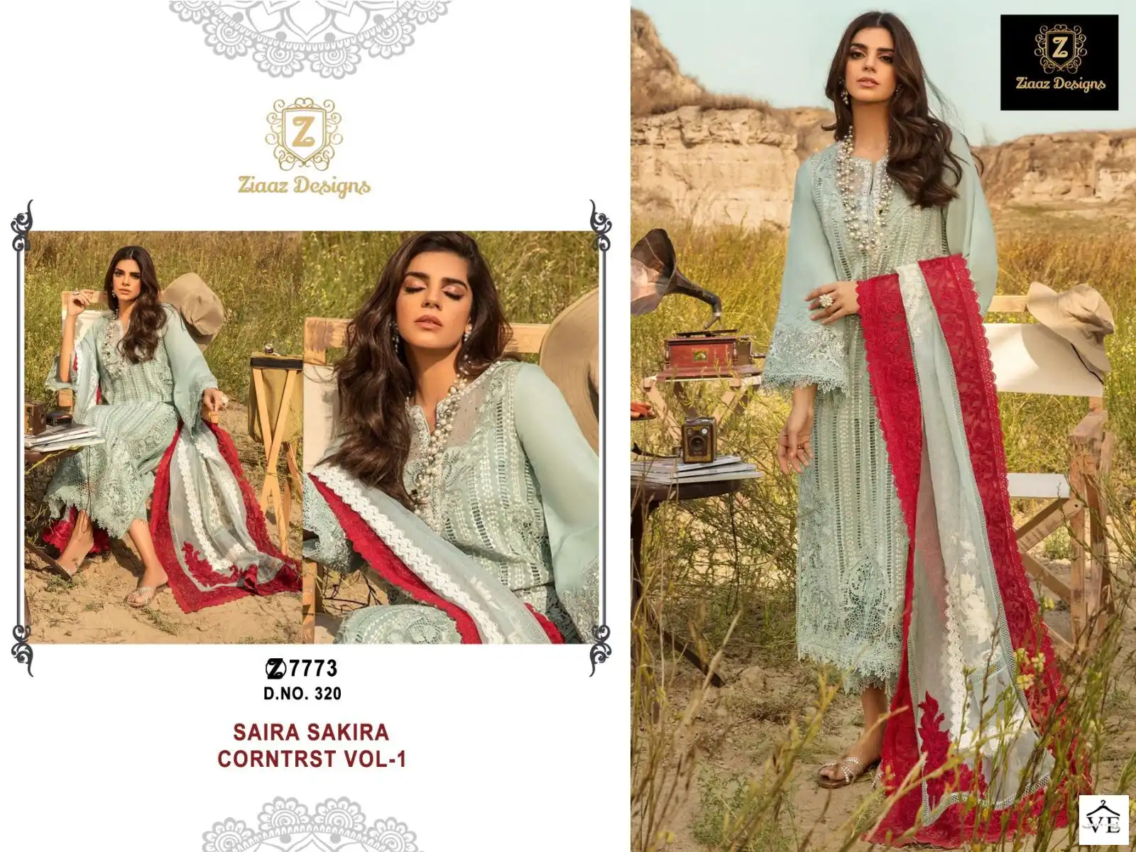Ziaaz 320 Semi Stitched Colours Cambric Cotton Wholesale Pakistani Salwar Suit Catalog — Wholesale Salwar Suits, MPA wholesale from Surat - Gallery Image 7
