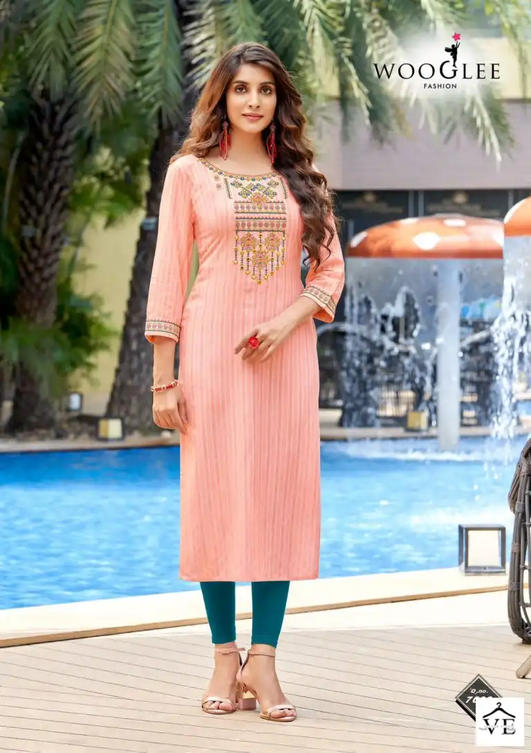 Wooglee 4Ever Vol 3 Nylon Viscose Wholesale Kurtis Catalog — Wholesale Kurtis, MPA wholesale from Surat - Gallery Image 3